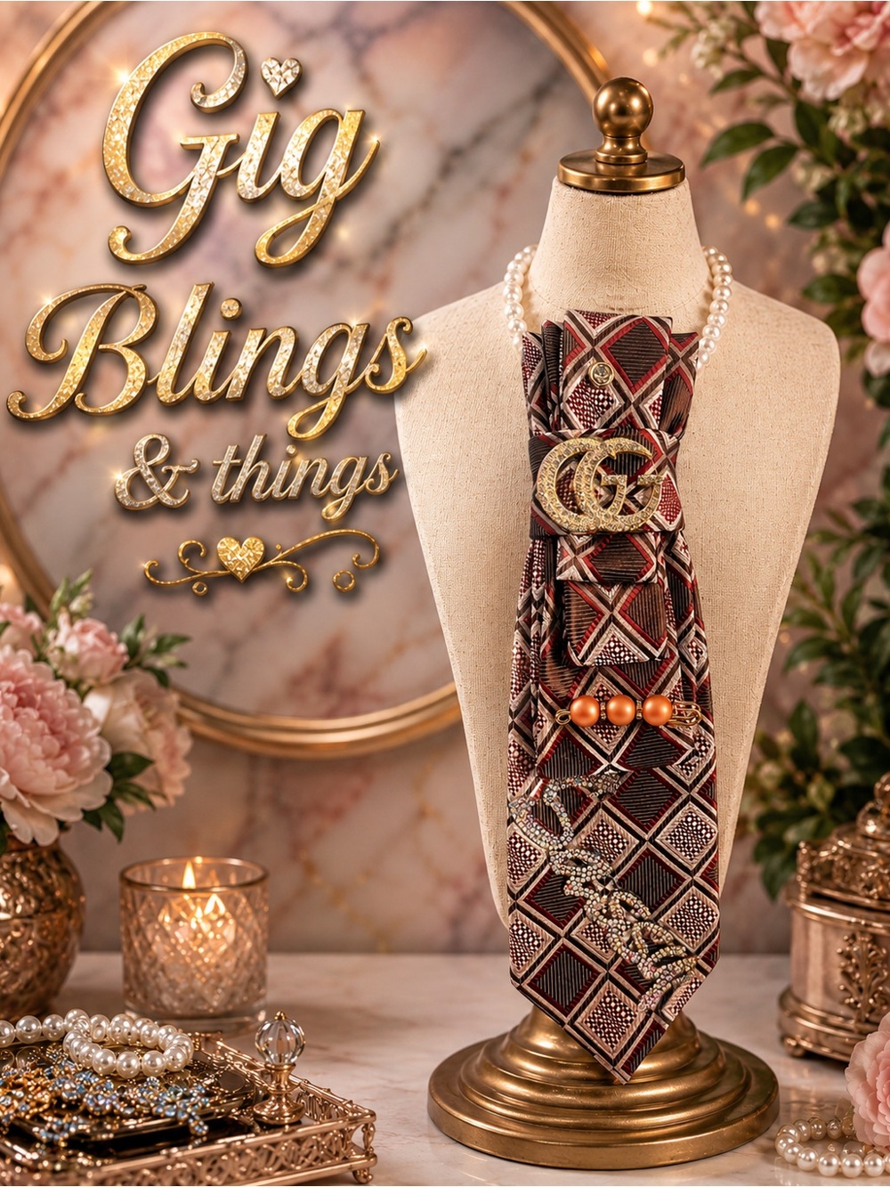 Maroon Geometric Decorative Scarf Accent by